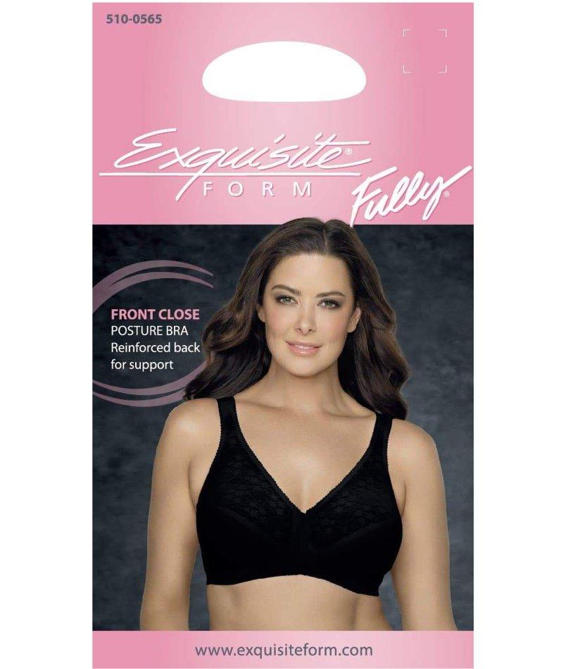 Exquisite Form Fully Front Close Posture Bra With Lace - Black Bras 