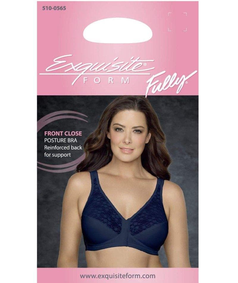 Form Bra Exquisite Form Fully Front Close Wire-Free Posture Bra With Lace - Nav ...