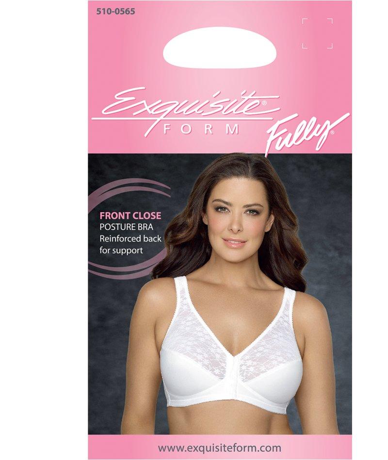 Exquisite Form Fully Front Close Posture Bra With Lace - White Bras 