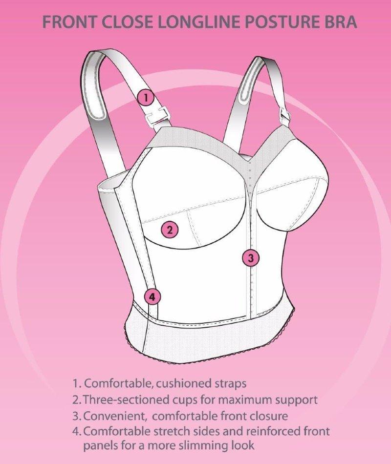 Flattering Me Bras - Long Line Corset Bra (Color: White, Measurement: 40,  and Cup Size: DD)