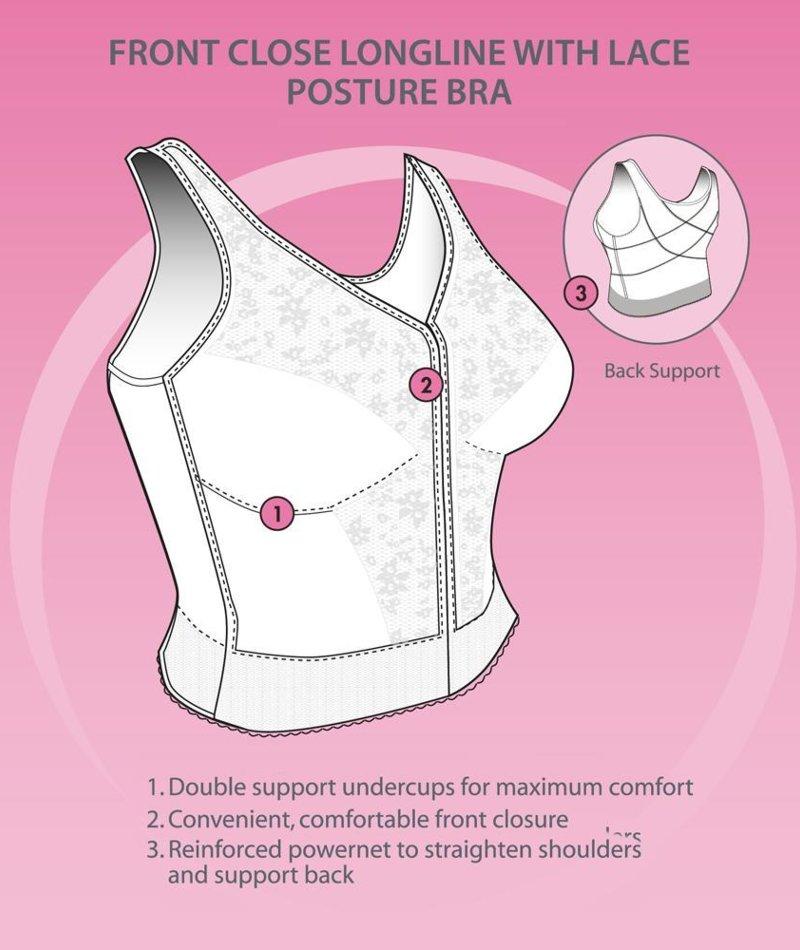 Exquisite Form Fully Front Close Longline Posture - White Bras 