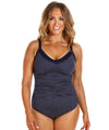 Capriosca Chlorine Resistant Underwire One Piece Swimsuit - Navy & White Dots - Front