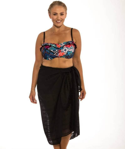 Capriosca Beach Cover Up Sarong - Black Swim OS