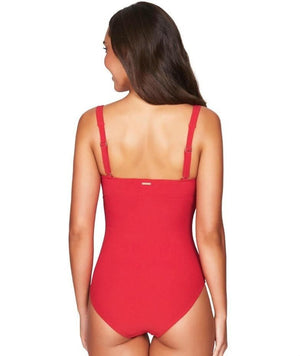 thumbnailSea Level Riviera Rib Square Neck A-D Cup One Piece Swimsuit - Red Swim 