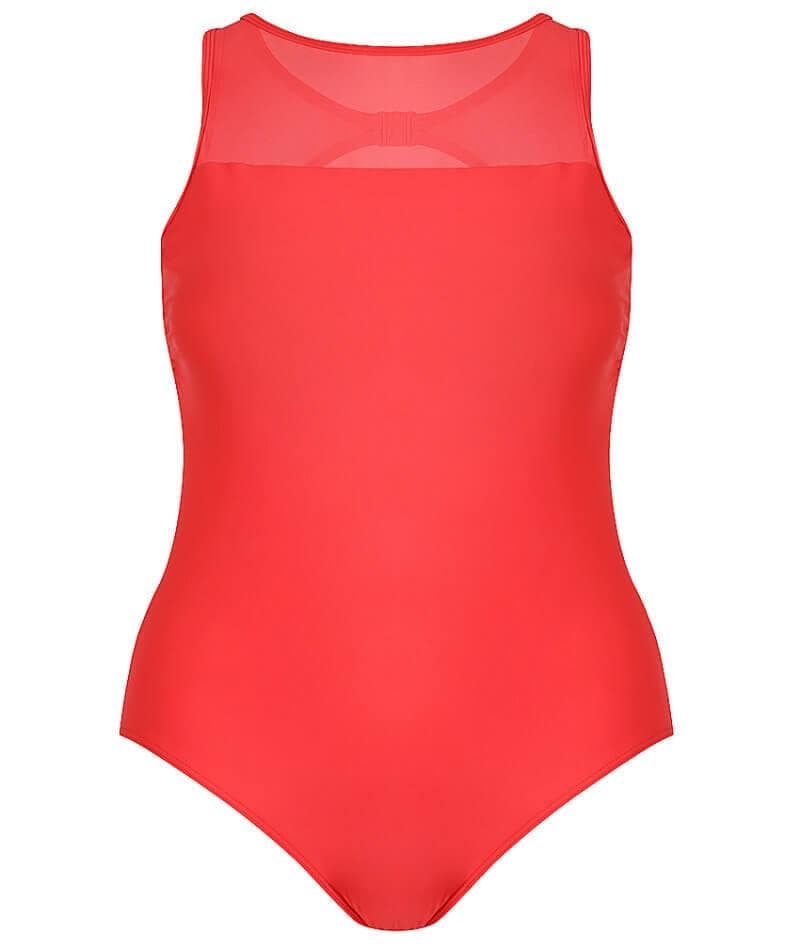 Capriosca Mesh Tank One Piece Swimsuit - Luxe Sport Red Swim 