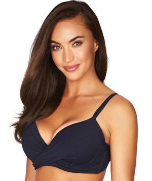 thumbnailSea Level Essentials Cross Front Moulded Underwire D-DD Cup Bikini Top - Night Sky Navy Swim 