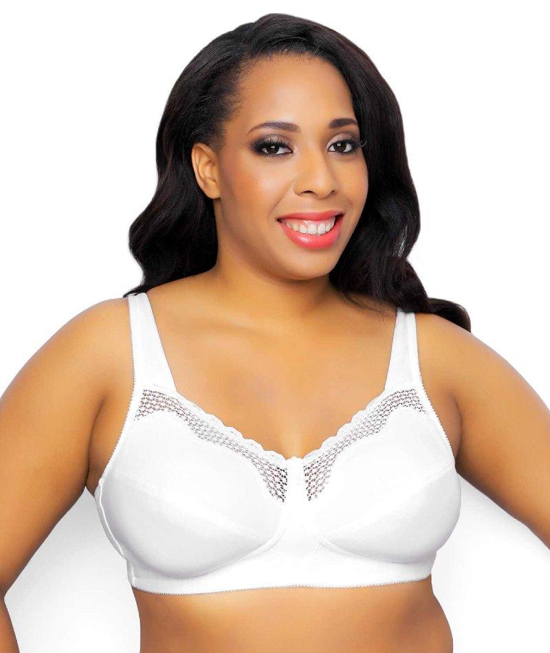 Exquisite Form Fully Cotton Soft Cup Bra With Lace - White Bras 