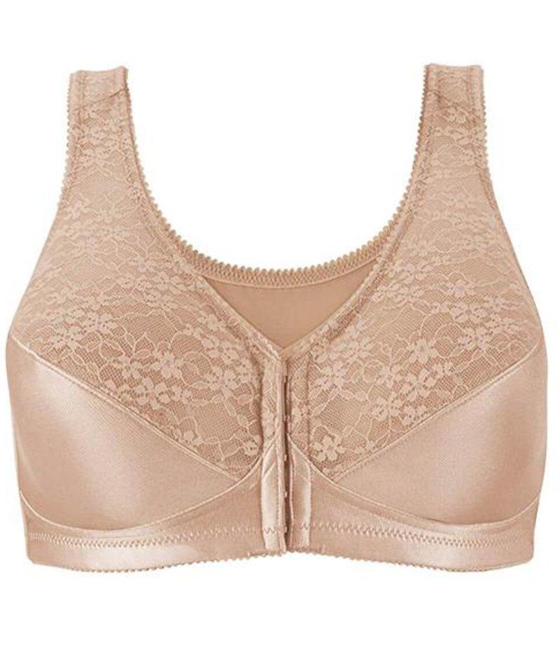 Exquisite Form Fully Front Close Posture Bra With Lace - Beige Bras 