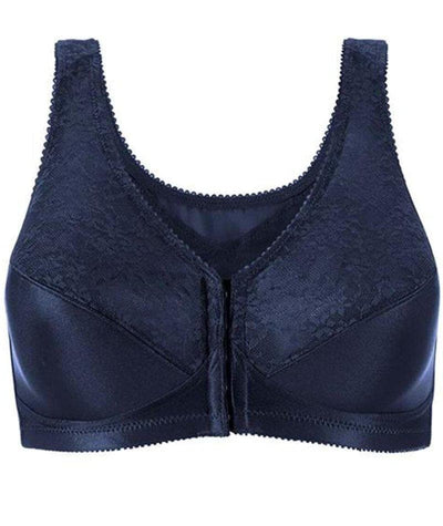 Exquisite Form Fully Front Close Posture Bra With Lace - Navy Bras