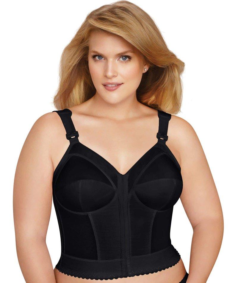 Exquisite Form Fully Front Close Longline Posture Wire-Free Bra - Blac -  Curvy