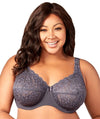 Elila Full Coverage Stretch Lace Underwired Bra - Grey Bras 12DD Grey