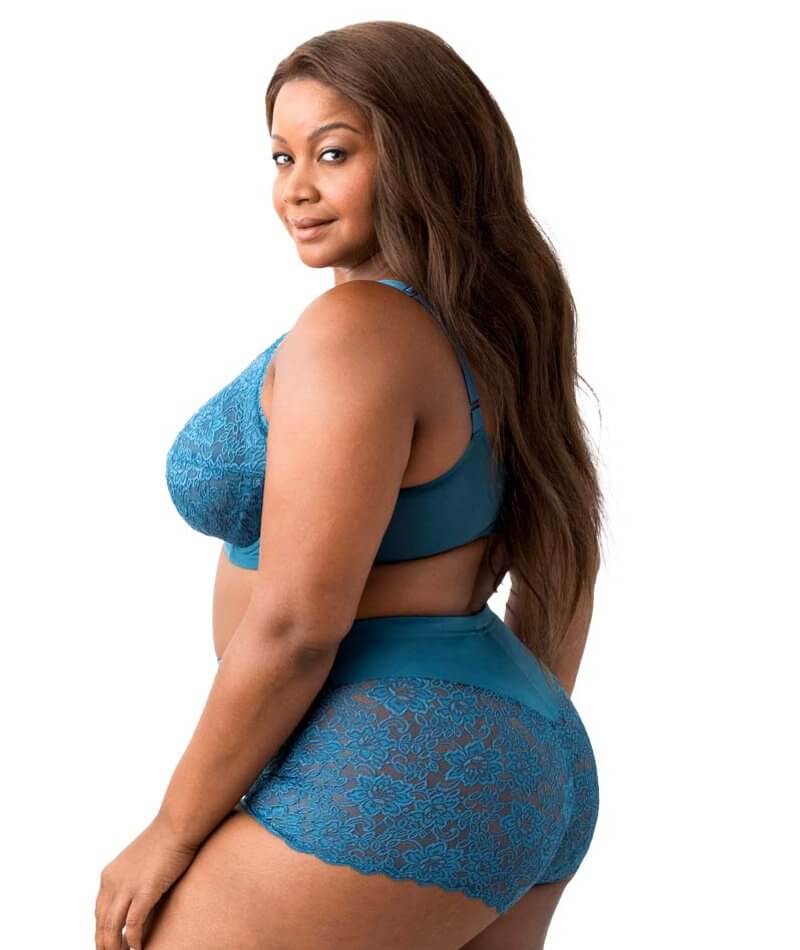 Elila Full Coverage Stretch Lace Underwired Bra - Teal Bras 