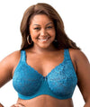 Elila Full Coverage Stretch Lace Underwired Bra - Teal Bras 12DD Teal