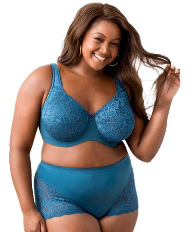 Elila Full Coverage Stretch Lace Underwired Bra - Teal Bras