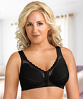 Exquisite Form Fully Front Close Wire-Free Cotton Posture Bra With Lace - Black Swatch Image