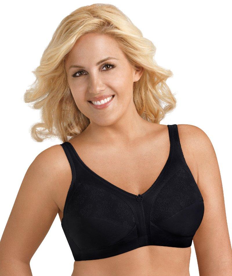 Exquisite Form Fully Side Shaping Wire-Free Bra With Floral - Black - Curvy