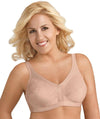Exquisite Form Fully Side Shaping Bra With Floral - Rose Beige