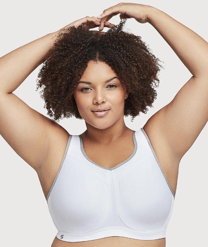 Glamorise High Impact Underwire Sports Bra - White - Curvy