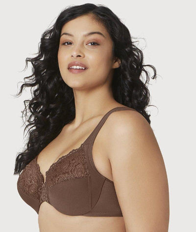 Glamorise Low Cut WonderWire Lace Bra - Mocha Bras