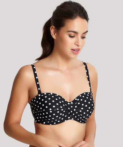 Panache Swim Anya Spot Bandeau Moulded Underwired Bikini Top - Black White