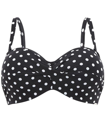 Panache Swim Anya Spot Bandeau Moulded Underwired Bikini Top - Black White