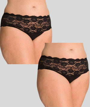 thumbnailAva & Audrey Greta Lace and Cotton Brief (2 Pack) - Black Knickers 