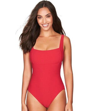 thumbnailSea Level Riviera Rib Square Neck A-D Cup One Piece Swimsuit - Red Swim 8 