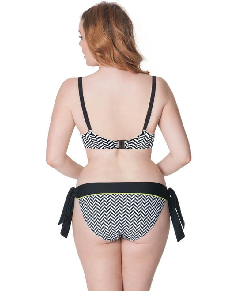 Curvy Kate Hypnotic Plunge Bikini Top - Monochrome/Olive Swim 