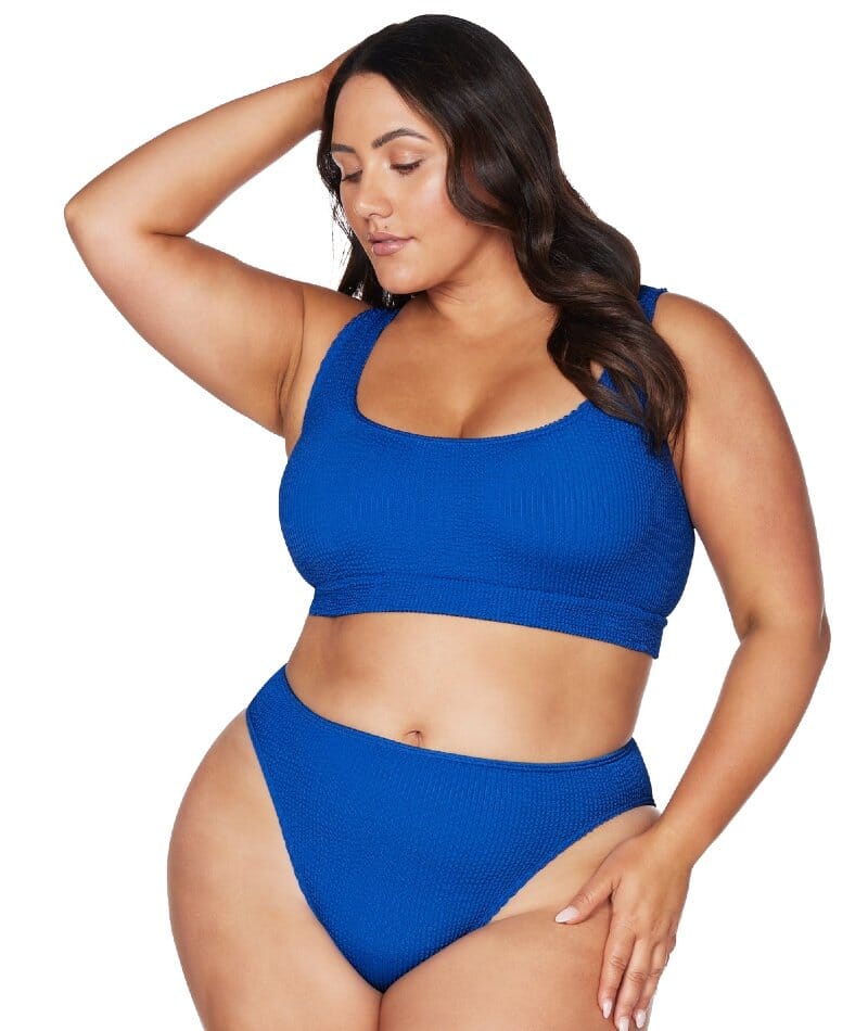 Haracci - Auretta Econyl One Shoulder Brazilian Bikini Set Blue M | hipicon