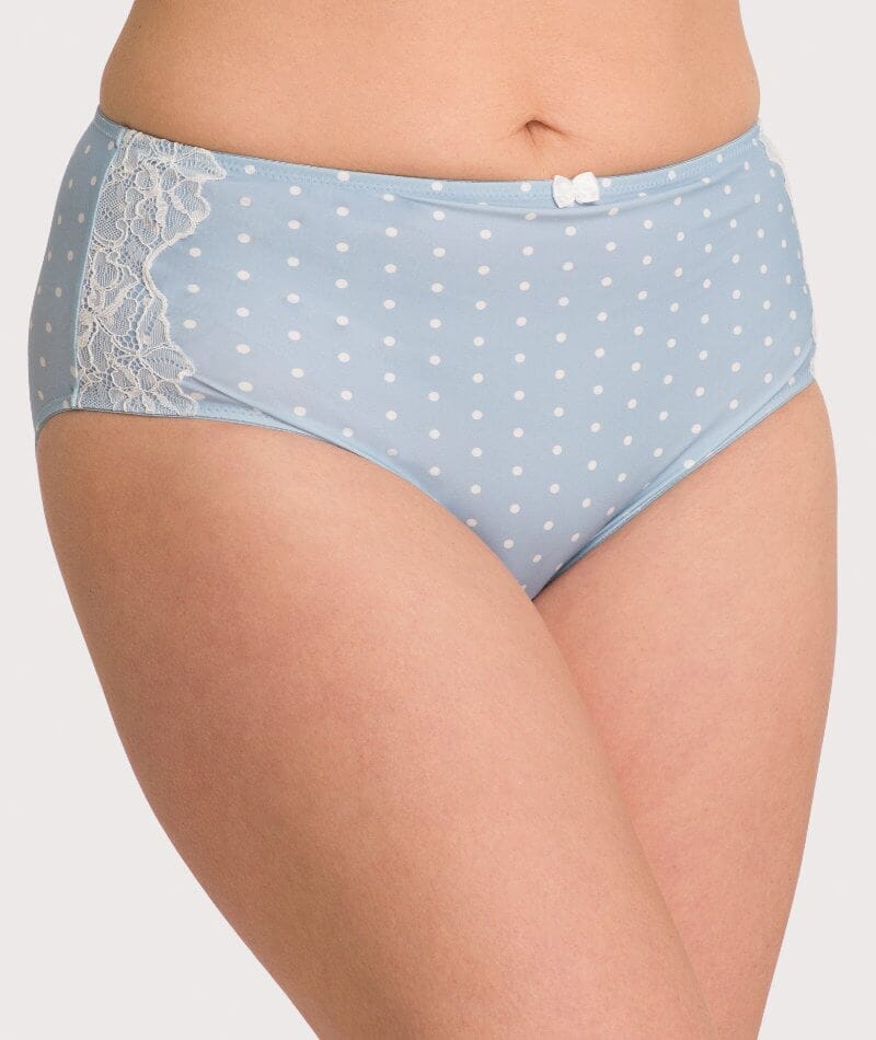 Ava & Audrey Jacqueline Full Brief with Lace - Blue/Ivory Knickers 