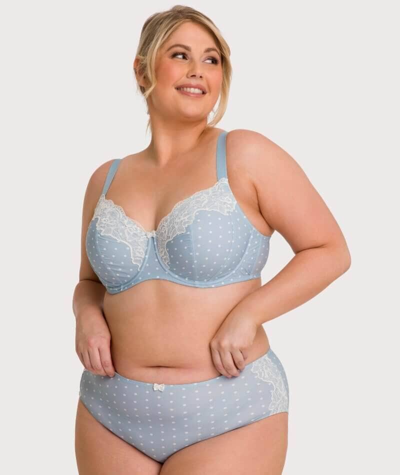 Ava & Audrey Jacqueline Full Brief with Lace - Blue/Ivory Knickers 