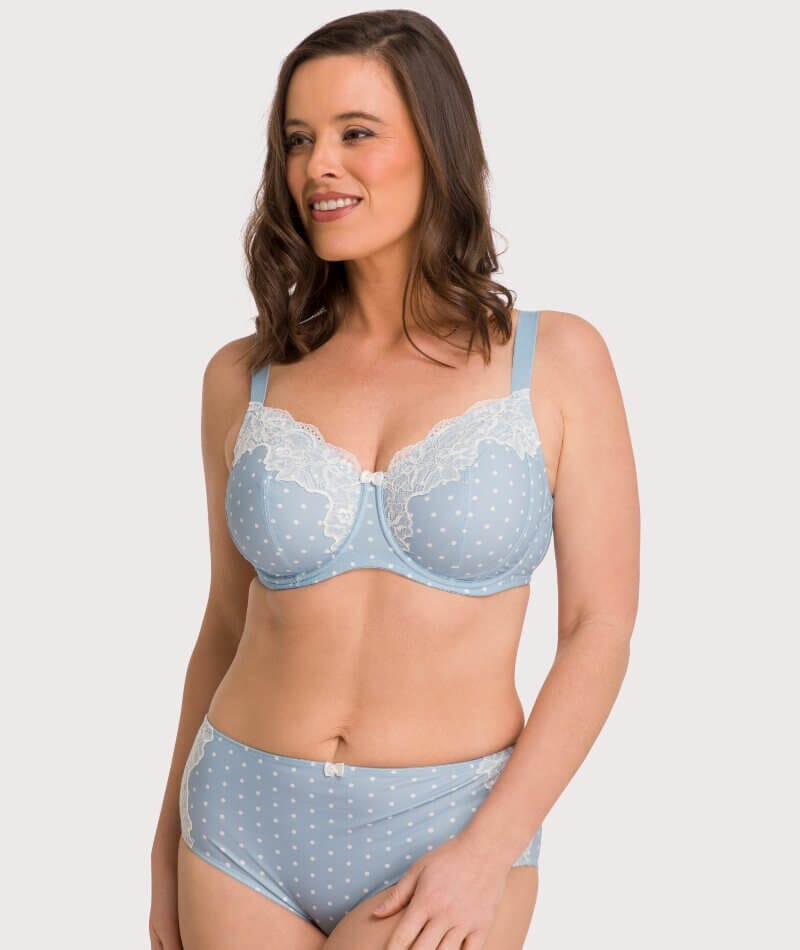 Ava & Audrey Jacqueline Full Cup Underwired Bra - Blue/Ivory - Curvy