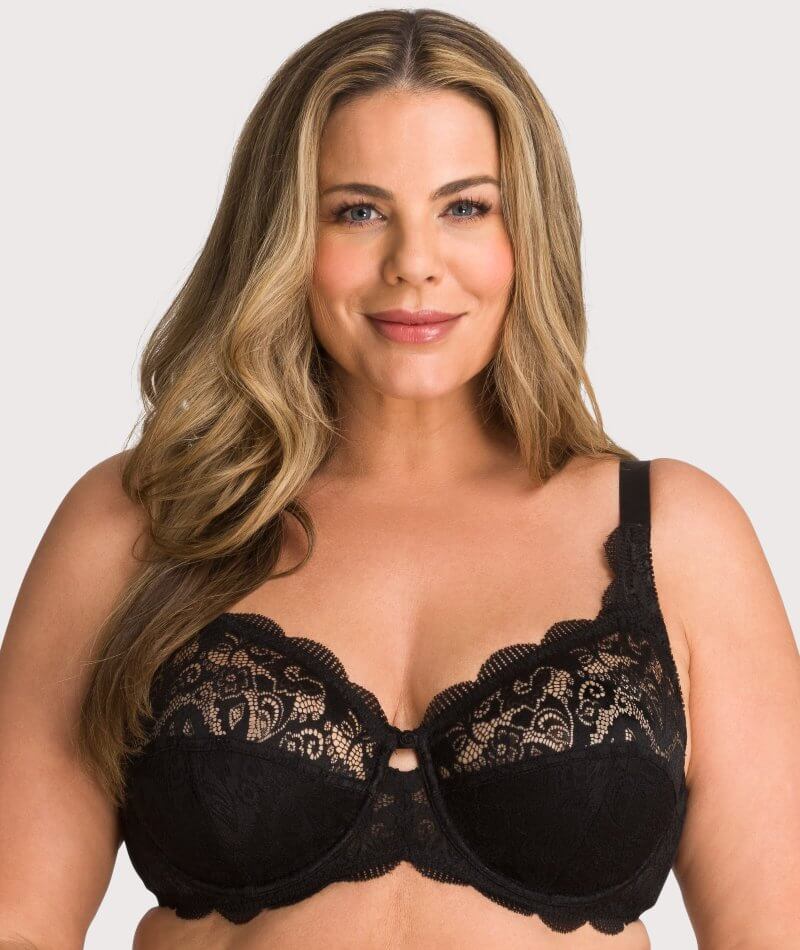 Women Plus Size Bra Underwire Supportive Lace Push Up Bra Black 32D at   Women's Clothing store