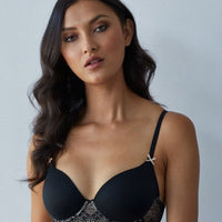 Me. by Bendon Geometric Lace Full Coverage Contour Bra - Black/Toasted Almond