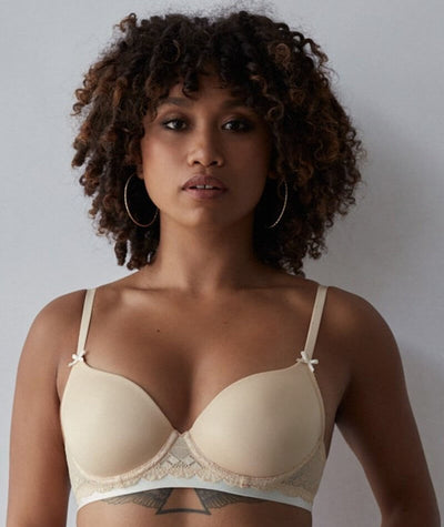 Bendon Me Geometric Lace Full Coverage Contour Bra - Toasted Almond/Pristine Bras