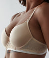 Bendon Me Geometric Lace Full Coverage Contour Bra - Toasted Almond/Pristine Bras