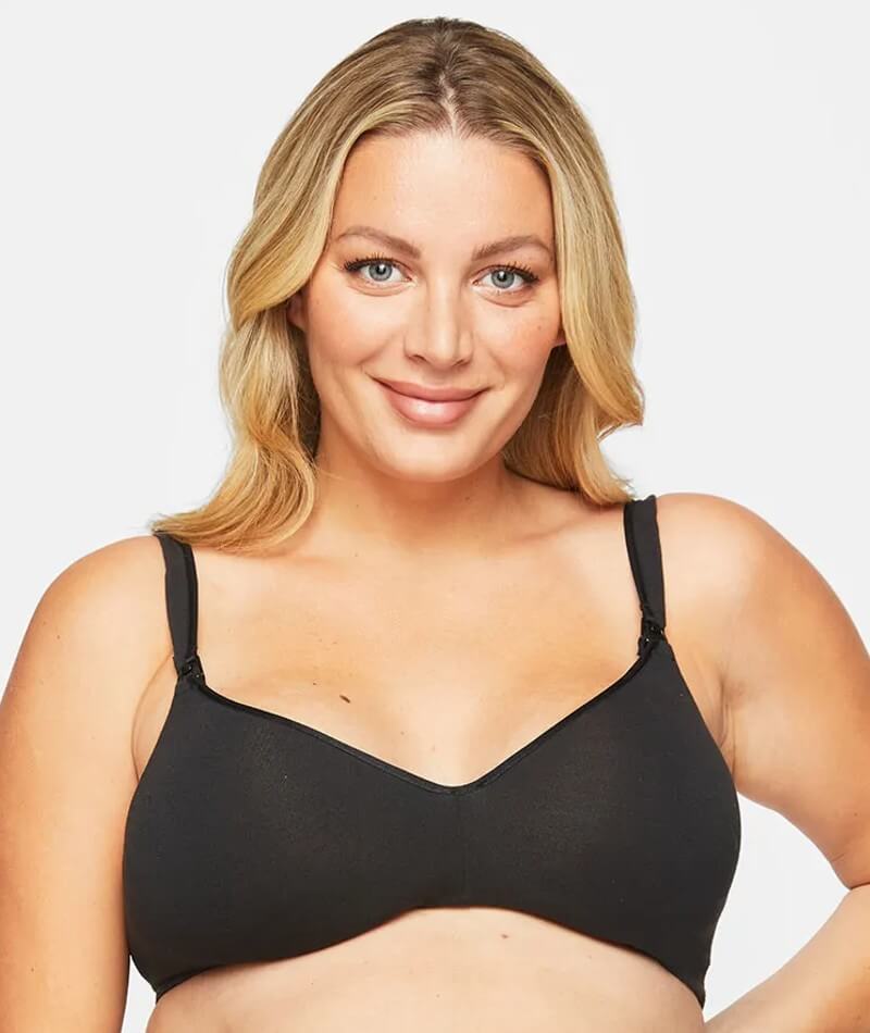 Berlei Barely There Cotton Rich Maternity Wire-free Bra - Black - Curvy