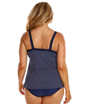 Capriosca Chlorine Resistant Underwire Tankini Top - Navy & White Dots Swim 10 