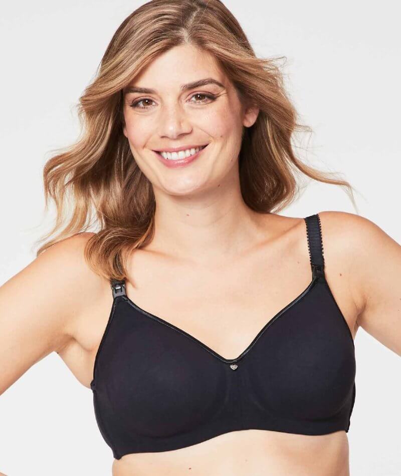 Cake Maternity Croissant Seamless Flexi Wire Nursing Bra - Black - Curvy