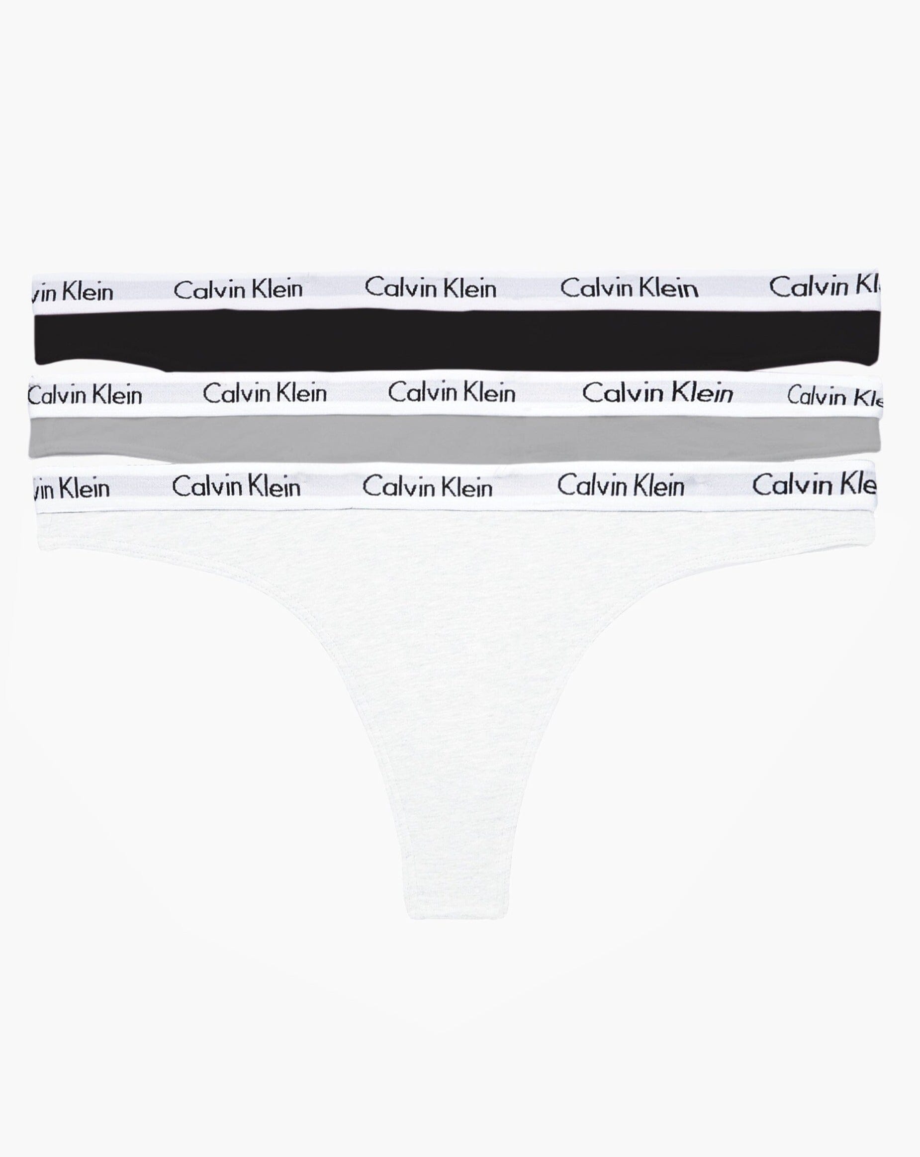 Calvin Klein Carousel 3 Pack Thong - Black/Grey Heather/White - Curvy