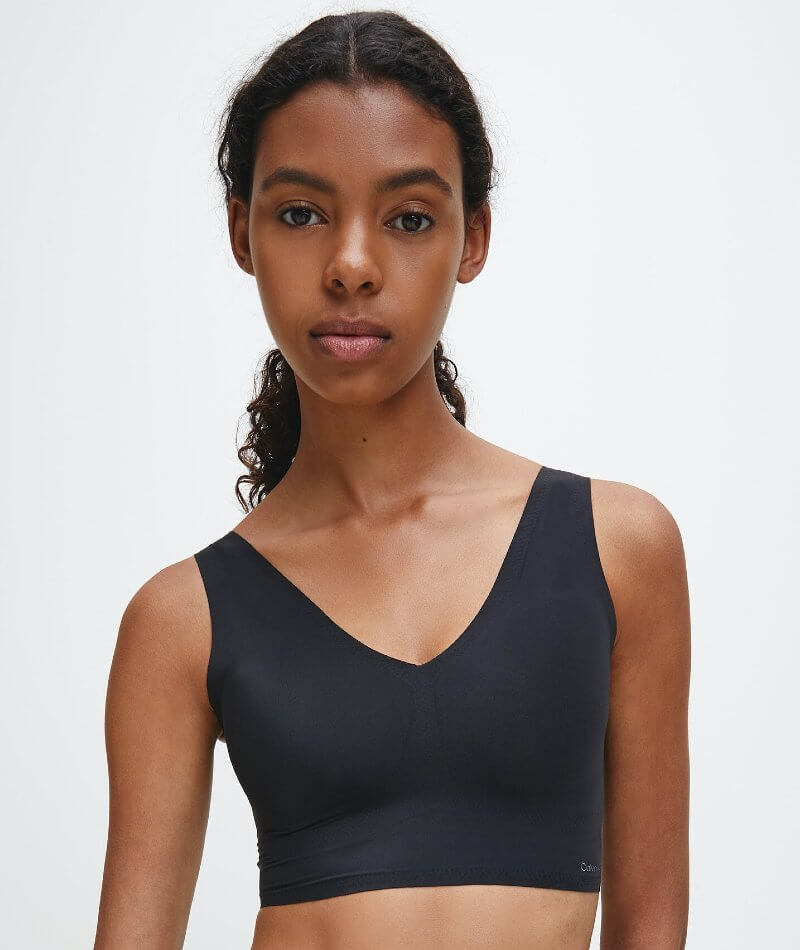 Calvin Klein Invisibles Comfort Lightly Lined V-Neck Bralette - Black Bras 