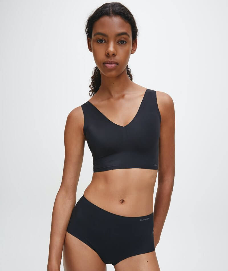 Calvin Klein Invisibles Comfort Lightly Lined V-Neck Bralette - Black Bras 