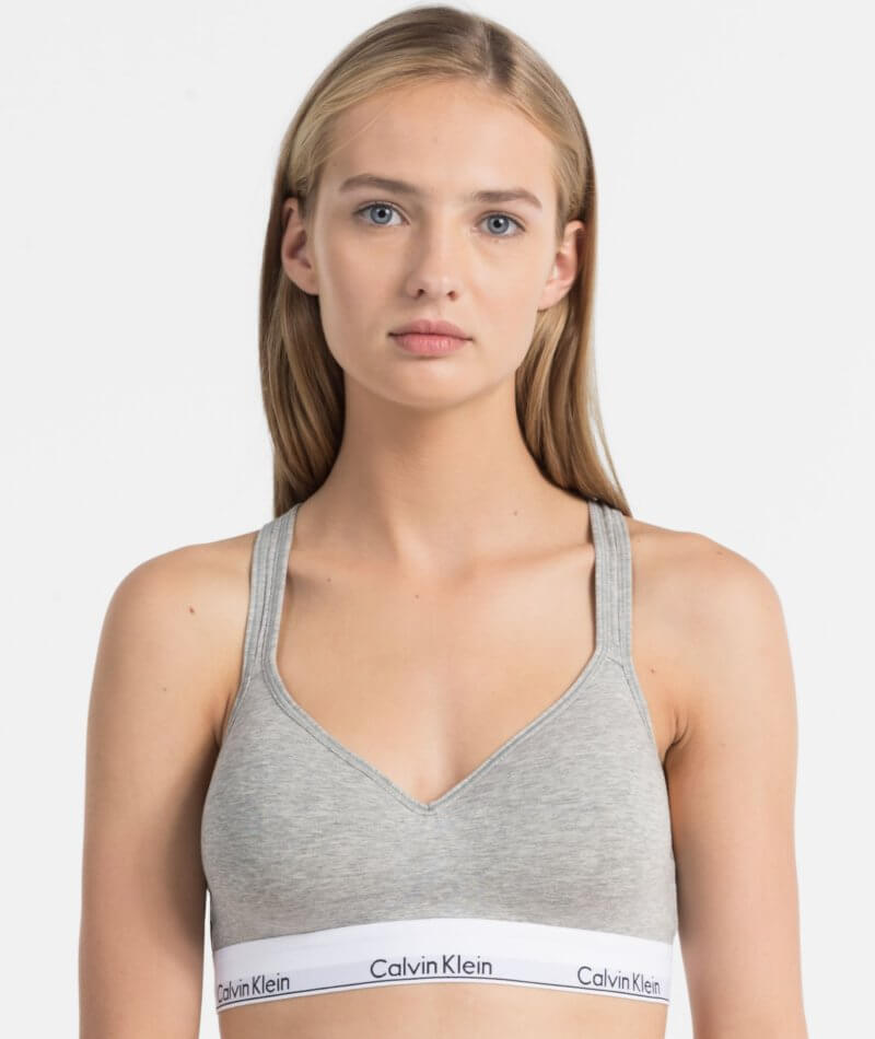 Calvin Klein Modern Cotton Lightly Lined Bralette - Grey Heather Bras 