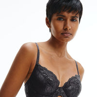 Calvin Klein Seductive Comfort Lotus Floral Full Coverage Bra - Black