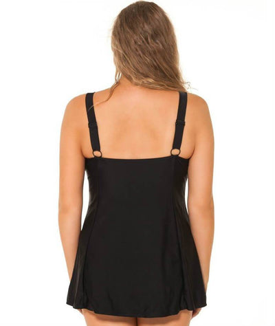 Capriosca Chlorine Resistant Panelled Wide Strap Swim Dress - Black Swim