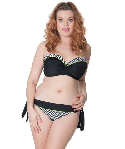 Curvy Kate Hypnotic Bandeau Bikini Top - Monochrome/Olive Swim