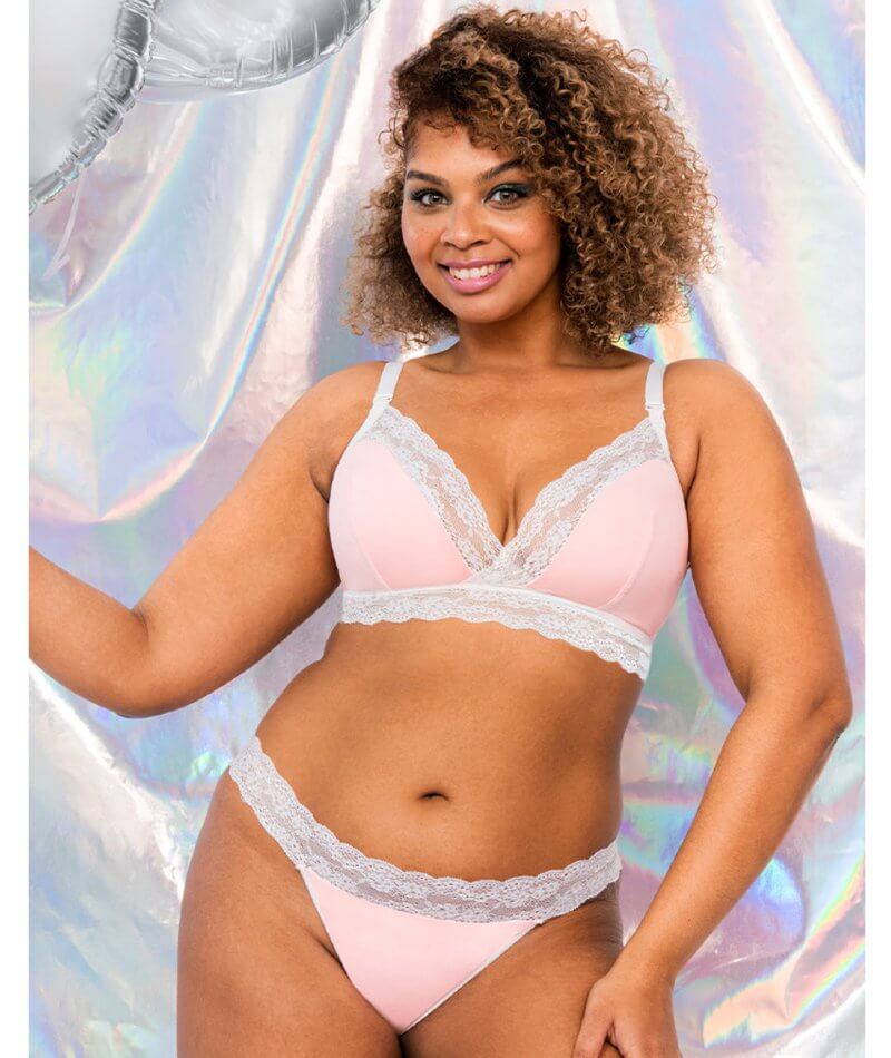 Curvy Kate Twice The Fun Reversible Wire-Free Bralette - White/Pink