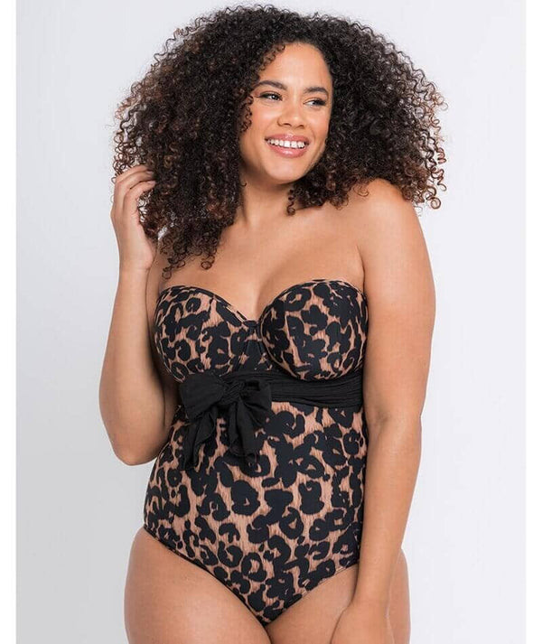 Curvy Kate Wrapsody Bandeau One Piece Swimsuit Leopard Print