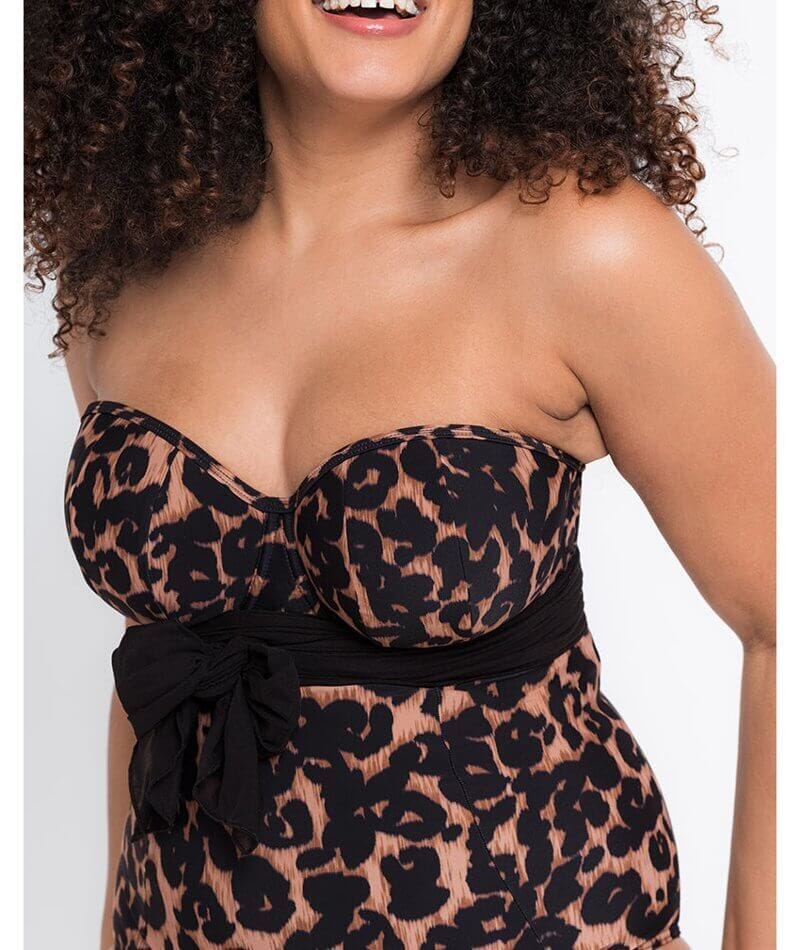 Curvy Kate Wrapsody Bandeau One Piece Swimsuit Leopard Print