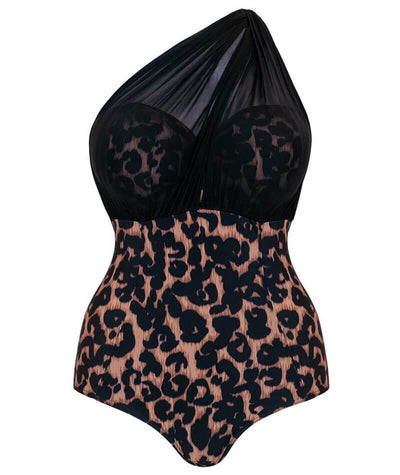 Curvy Kate Wrapsody Bandeau One Piece Swimsuit - Leopard Print Swim